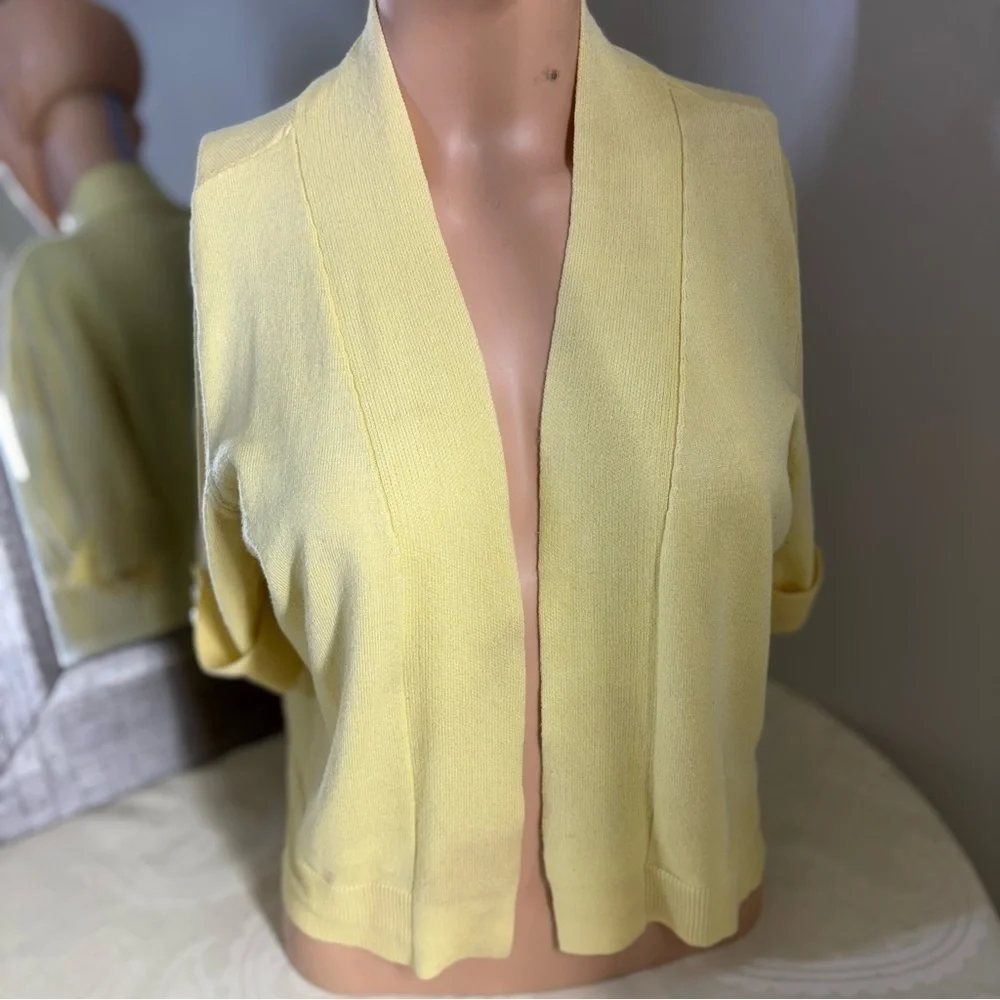 89th & Madison Yellow Knit Cardigan V-Neck Sweater